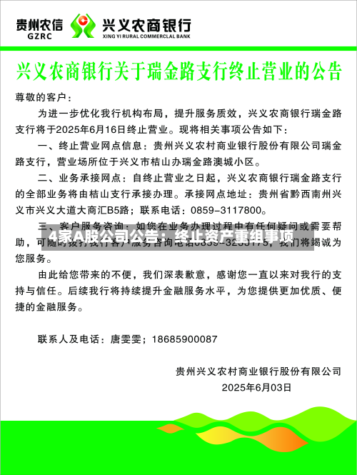 4家A股公司公告:终止资产重组事项-第2张图片