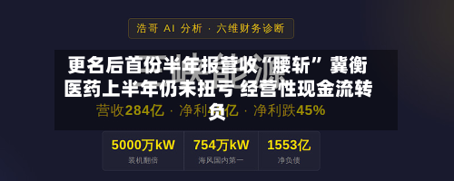 更名后首份半年报营收“腰斩” 冀衡医药上半年仍未扭亏 经营性现金流转负-第3张图片