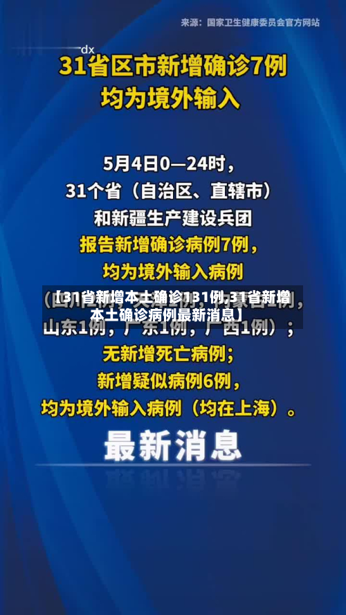 【31省新增本土确诊131例,31省新增本土确诊病例最新消息】-第2张图片
