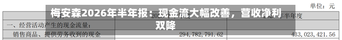 梅安森2026年半年报：现金流大幅改善，营收净利双降-第2张图片