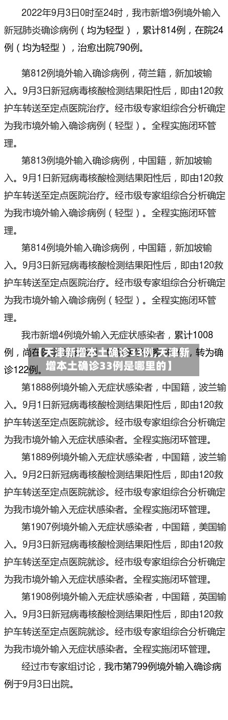 【天津新增本土确诊33例,天津新增本土确诊33例是哪里的】