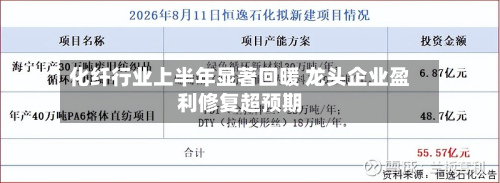 化纤行业上半年显著回暖 龙头企业盈利修复超预期-第2张图片