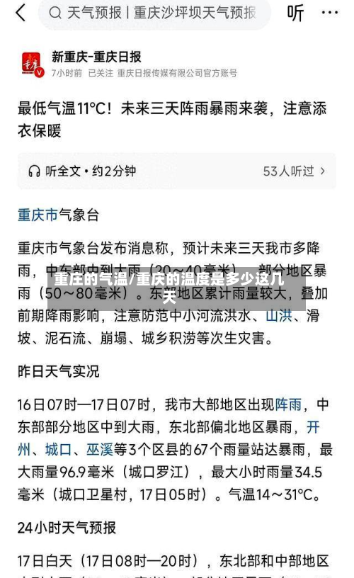 重庄的气温/重庆的温度是多少这几天