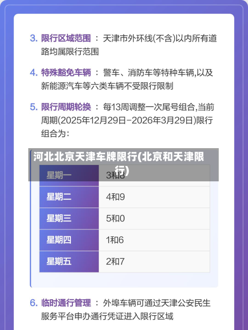 河北北京天津车牌限行(北京和天津限行)-第2张图片