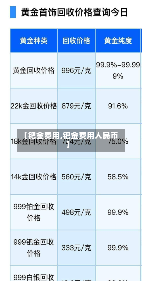 【钯金费用,钯金费用人民币】