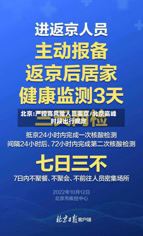 北京:严控高风险人员离京/北京高峰时段出行规定