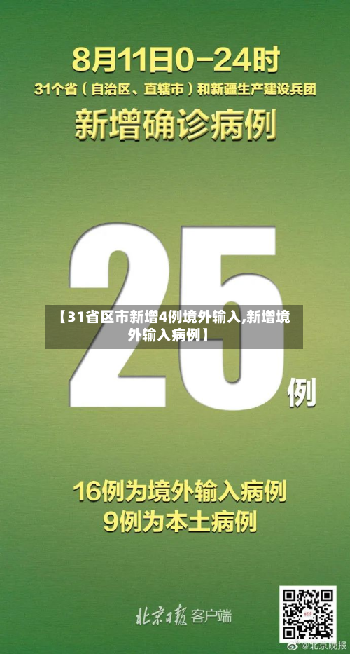 【31省区市新增4例境外输入,新增境外输入病例】