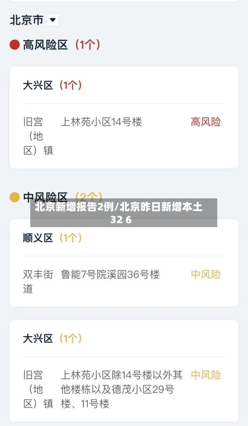 北京新增报告2例/北京昨日新增本土32 6