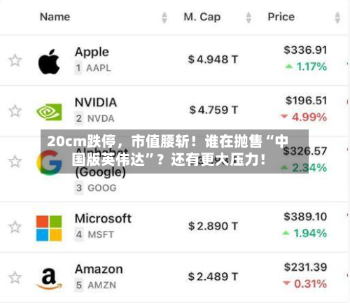 20cm跌停，市值腰斩！谁在抛售“中国版英伟达	”？还有更大压力！-第2张图片