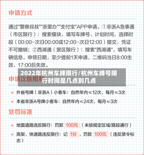 2022年杭州车牌限行/杭州车牌号限行时间是几点到几点