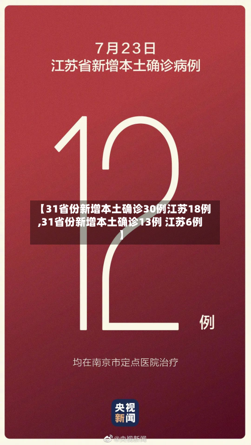 【31省份新增本土确诊30例江苏18例,31省份新增本土确诊13例 江苏6例】
