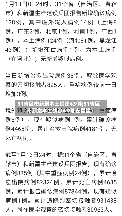 31省区市新增本土确诊43例(31省区市新增本土确诊43例 在福建)-第2张图片