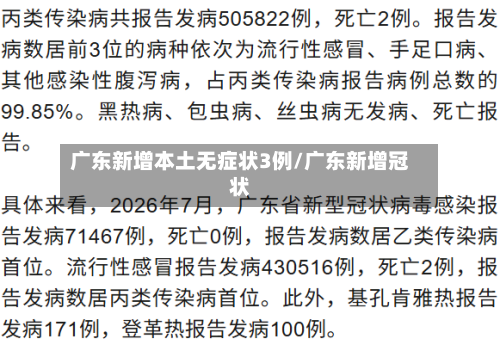 广东新增本土无症状3例/广东新增冠状