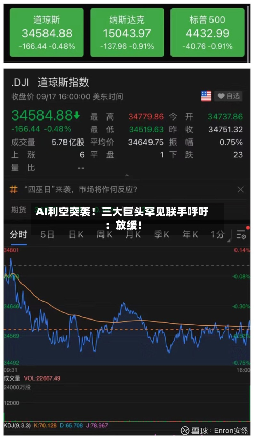 AI利空突袭！三大巨头罕见联手呼吁：放缓！