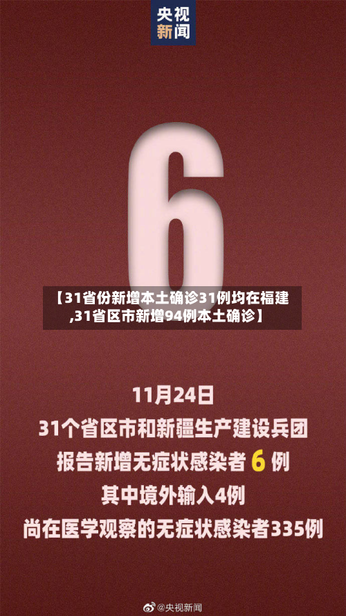 【31省份新增本土确诊31例均在福建,31省区市新增94例本土确诊】