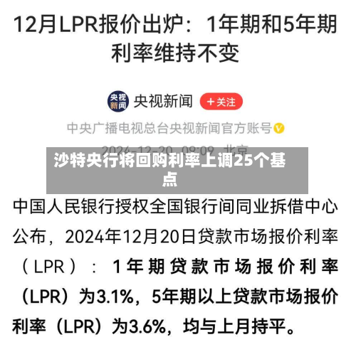 沙特央行将回购利率上调25个基点