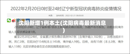 沈阳新增1例本土(沈阳病毒最新消息)-第2张图片