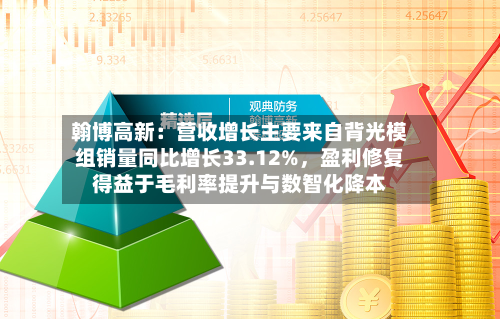 翰博高新:营收增长主要来自背光模组销量同比增长33.12%,盈利修复得益于毛利率提升与数智化降本