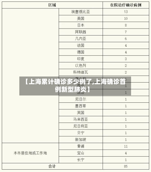 【上海累计确诊多少例了,上海确诊首例新型肺炎】