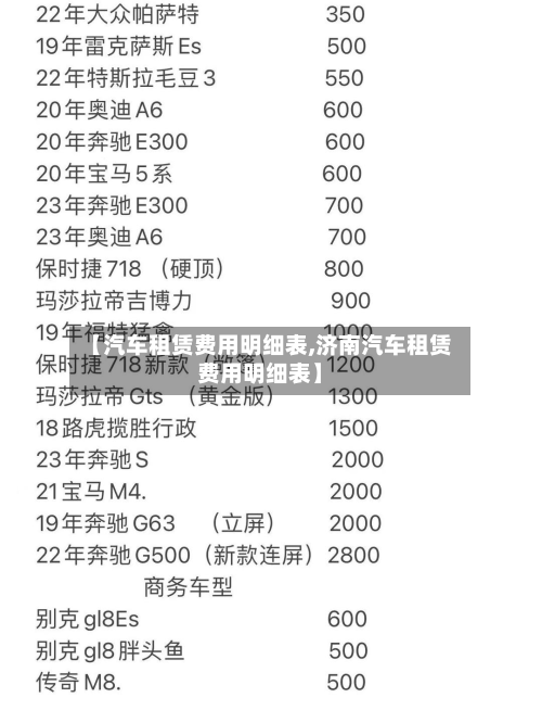 【汽车租赁费用明细表,济南汽车租赁费用明细表】