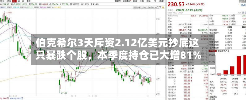 伯克希尔3天斥资2.12亿美元抄底这只暴跌个股，本季度持仓已大增81%