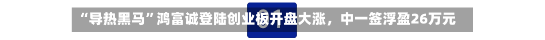 “导热黑马”鸿富诚登陆创业板开盘大涨,中一签浮盈26万元