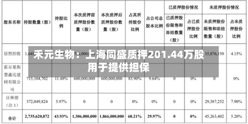 禾元生物:上海同盛质押201.44万股用于提供担保-第2张图片