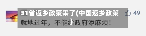 31省返乡政策来了(中国返乡政策)