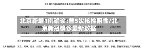 北京新增1例确诊:曾5次核检阴性/北京新冠确诊最新数据
