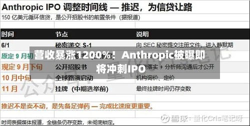 营收暴涨1200%！Anthropic被曝即将冲刺IPO