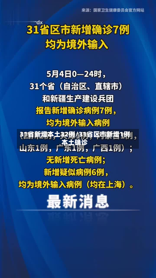 31省新增本土32例/31省区市新增1例本土确诊