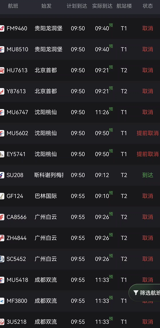 今天最猛的航班!俄罗斯航空的SU208提前38分钟落地上海浦东机场