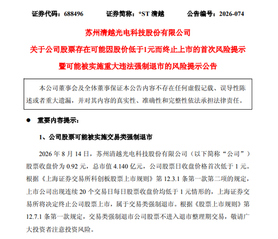 688496，连踩两道退市红线